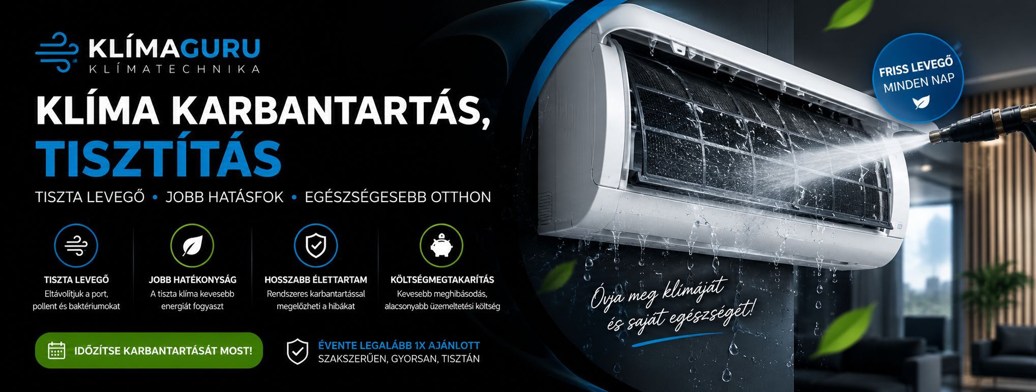 Klíma karbantartás és tisztítás - tiszta levegő, jobb hatásfok, egészségesebb otthon